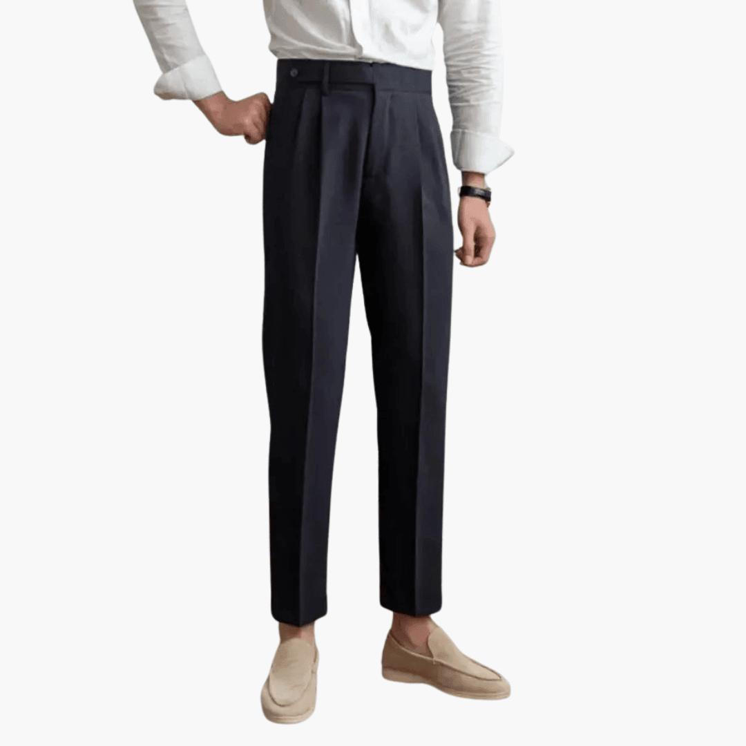 Pantalon habillé raffiné à taille haute pour hommes - ParisienMode