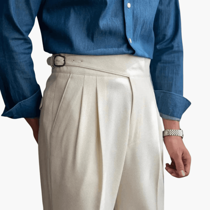 Pantalon habillé raffiné à taille haute pour hommes - ParisienMode