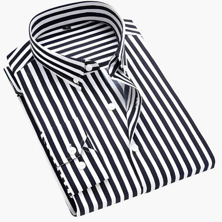 Chemise oxford rayée pour homme - manches longues, col boutonné - ParisienMode