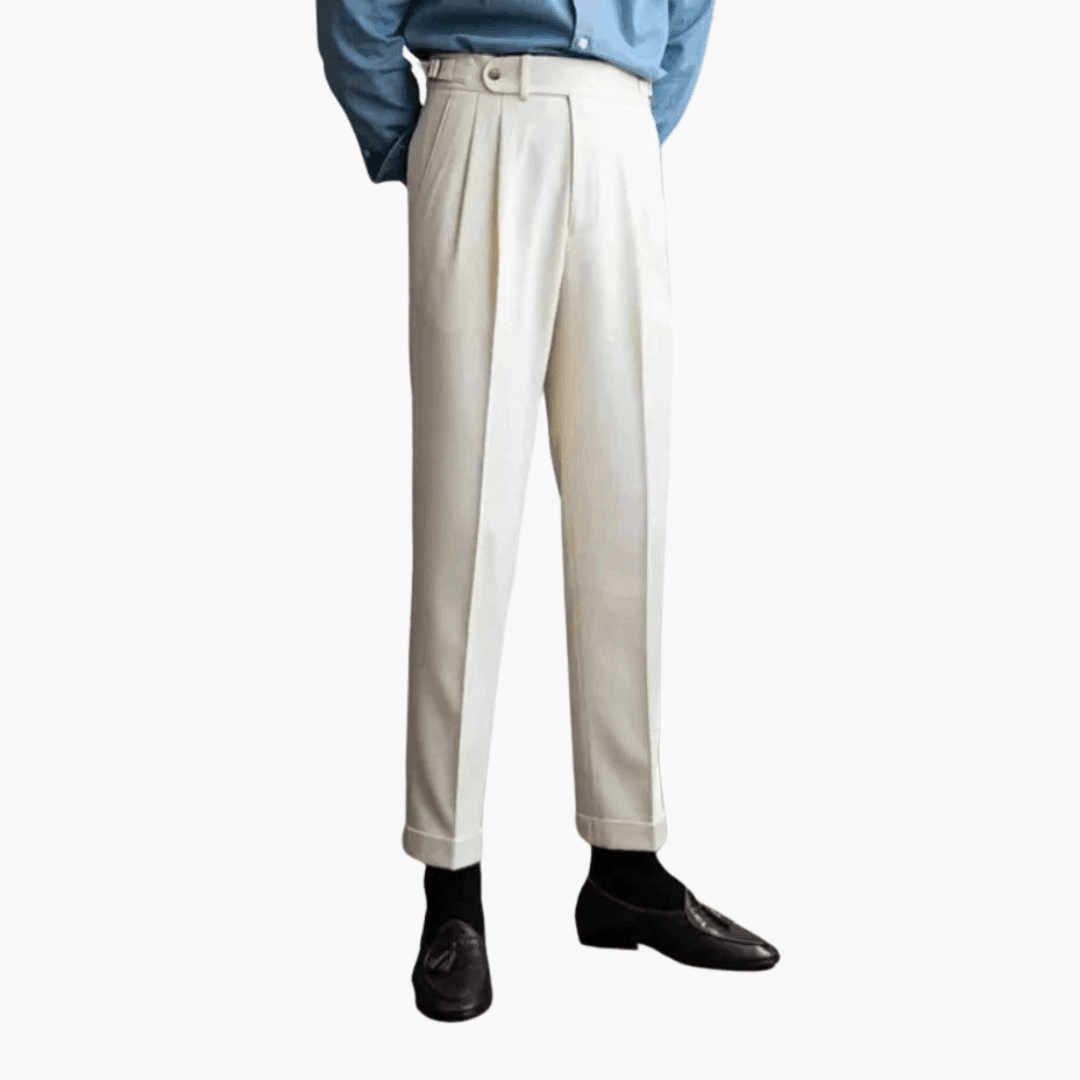 Pantalon habillé raffiné à taille haute pour hommes - ParisienMode