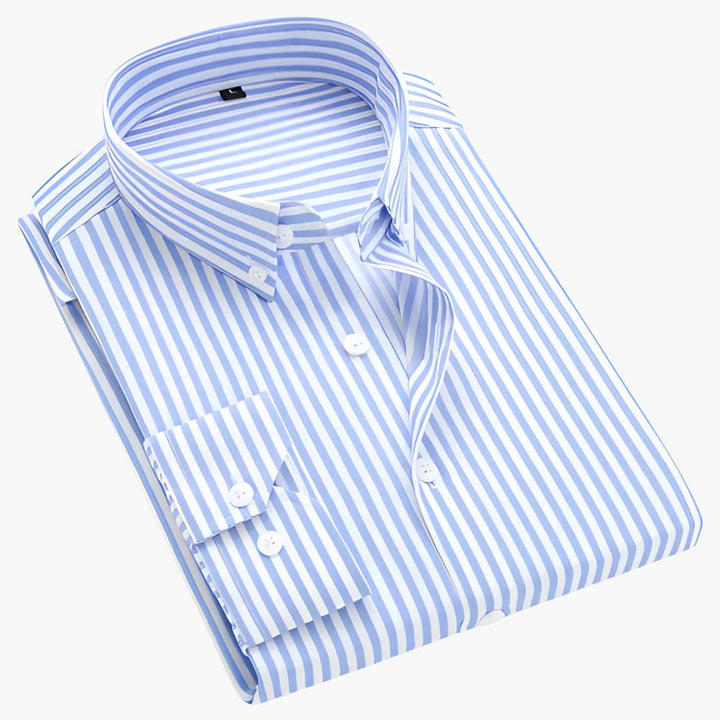 Chemise oxford rayée pour homme - manches longues, col boutonné - ParisienMode