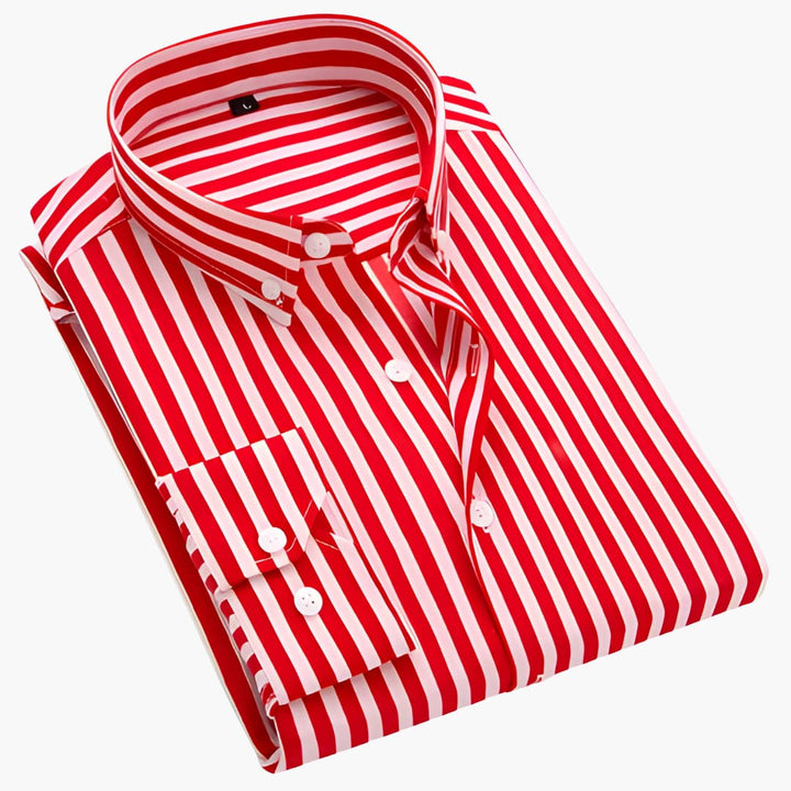 Chemise oxford rayée pour homme - manches longues, col boutonné - ParisienMode