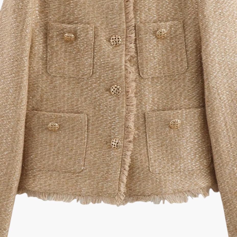 Veste élégante en tweed de laine pour femmes - ParisienMode