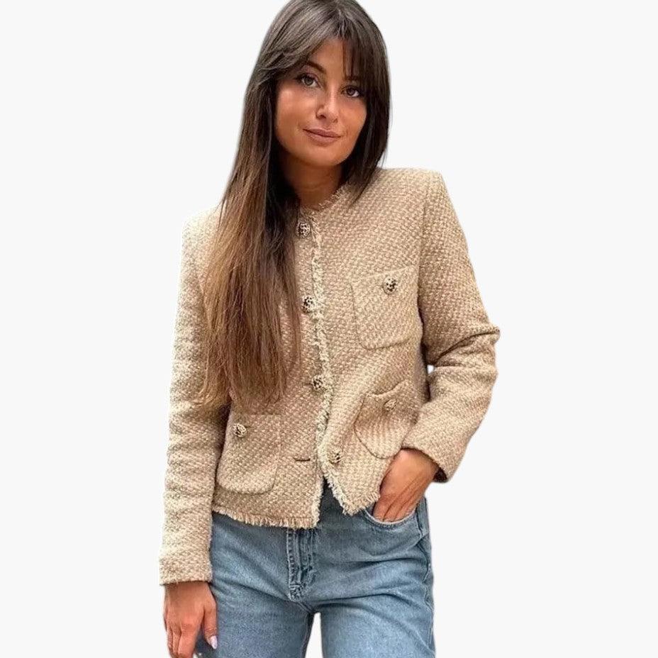 Veste élégante en tweed de laine pour femmes - ParisienMode