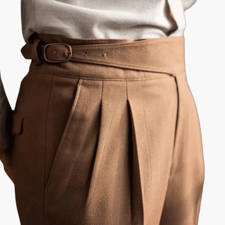 Pantalon habillé raffiné à taille haute pour hommes - ParisienMode