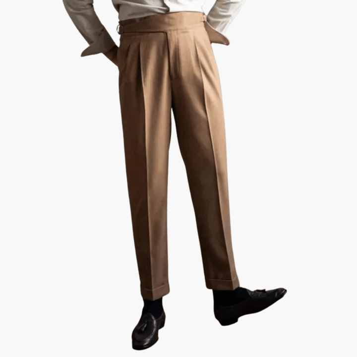 Pantalon habillé raffiné à taille haute pour hommes - ParisienMode