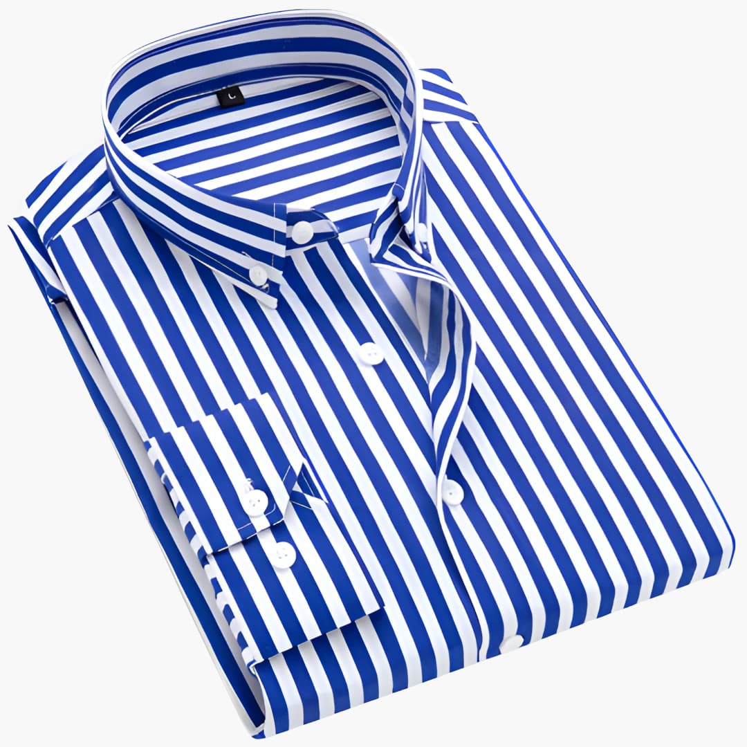 Chemise oxford rayée pour homme - manches longues, col boutonné - ParisienMode
